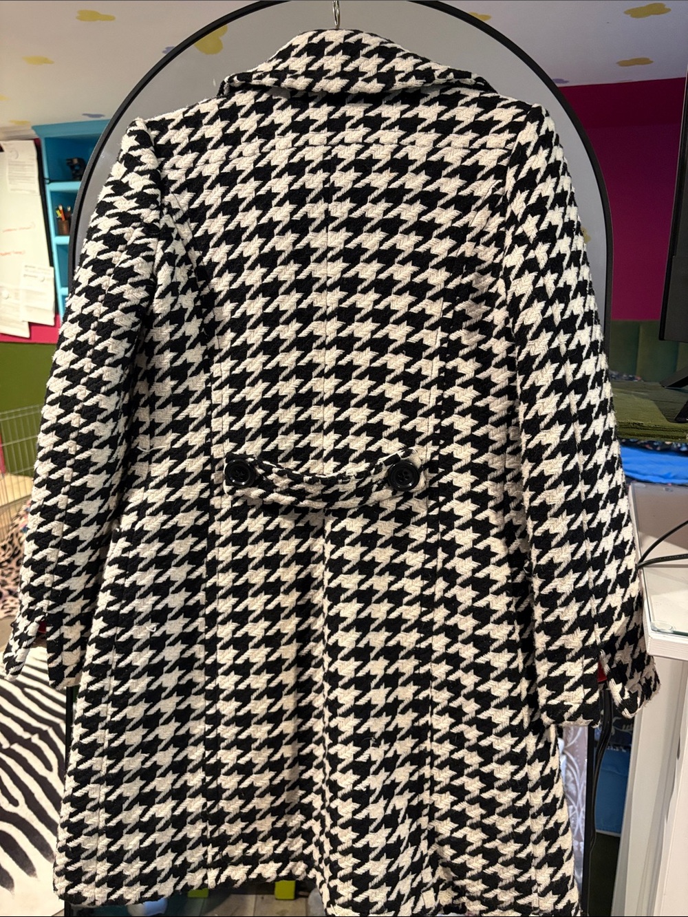 H&M Black & White Houndstooth Trench Coat - Picture 5 of 7